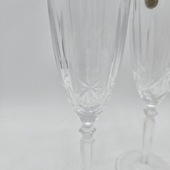 Pair Of Vintage Capri Italy 24% Lead Crystal Champagne Glass 8.5 Inch Italian 2‎ - Picture 5 of 6